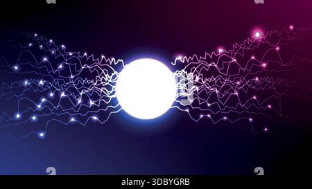 Abstract glowing energy sphere with electrical discharge and particles Stock Vector