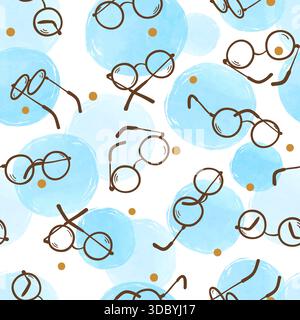 Cartoon doodle sunglasses seamless pattern. Vector texture Stock Vector