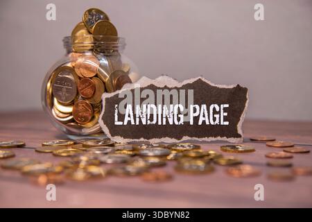 Landing page written in a notebook. Stock Photo