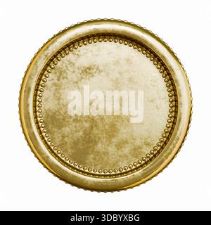 Golden aged coin blank 3D rendering illustration isolated on white background Stock Photo