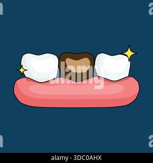 A dental illustration showing healty teeth and gums, perfect for oral health campaigns, dentist promotion, or educational materials Stock Vector