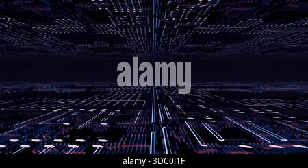 Futuristic digital landscape with glowing circuits Stock Photo