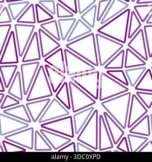 Abstract Mosaic Background. Medium triangles size. Multiple colors style. Rounded triangles outlined. Repeatable pattern. Violet Harmony Spectrum. Stock Vector