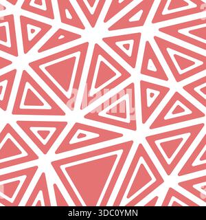 Triangles vector pattern. Rounded solid shapes in frames. Big triangle size. Solid color style. Repeatable pattern. Stylish vector tiles. Stock Vector