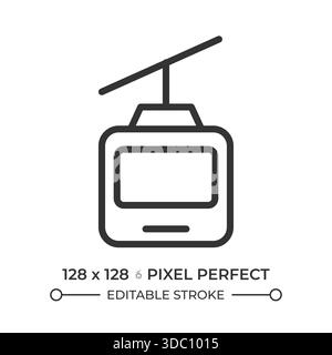 Cable car pixel perfect line icon Stock Vector