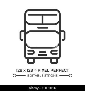 Double decker bus pixel perfect line icon Stock Vector
