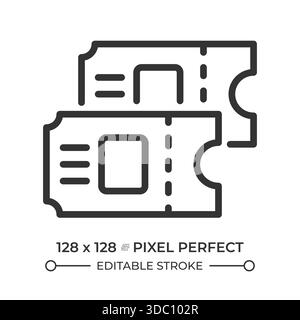 Tickets pixel perfect line icon Stock Vector