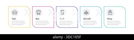 Public transport types square horizontal infographic 5 steps Stock Vector