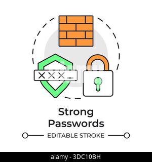 Strong passwords multi color concept icon Stock Vector