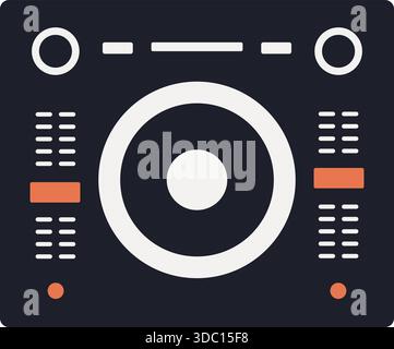 Graphic of a modern DJ controller faceplate with circular platter buttons and indicators Stock Vector