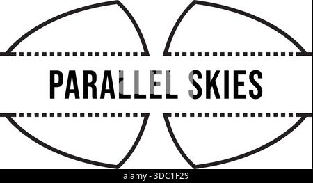 Bold black typographic emblem reading Parallel Skies across a symmetrical geometric circular badge. Stock Vector