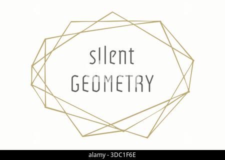 Thin angular gem like frame encircling the words Silent Geometry in a quiet minimalist composition Stock Vector