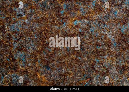 Abstract background with old rusty metal surface, close up. Orange worn rusty metal texture Stock Photo