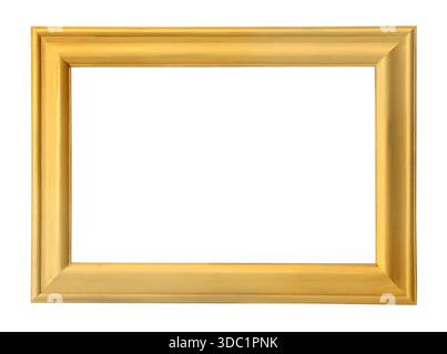 Rectangular golden wooden picture frame with empty space, rendered on a transparent background Stock Photo