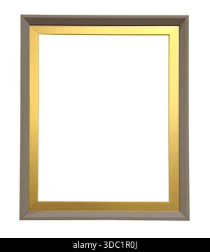 Empty golden rectangular picture frame displaying transparent background Stock Photo