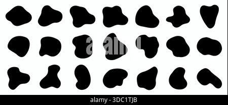 Set shape blob organic form. Abstract collection irregular blob. Liquid form deformed elements. Stock Vector