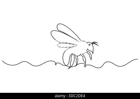 Simple linear art of wasp insect isolated on white background Stock Vector
