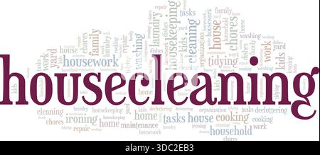 Housecleaning word cloud conceptual design isolated on white background. Stock Vector