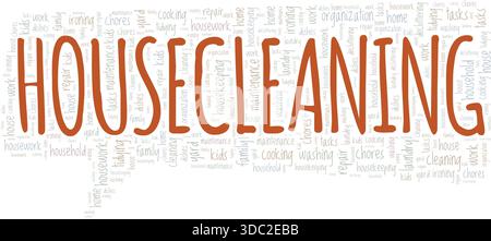 Housecleaning word cloud conceptual design isolated on white background. Stock Vector