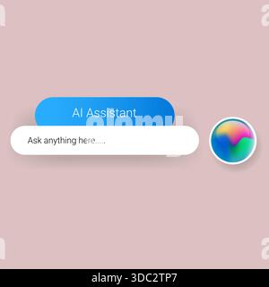 Clean and modern AI assistant chat input interface with minimal layout, rounded shapes, and gradient elements Stock Vector