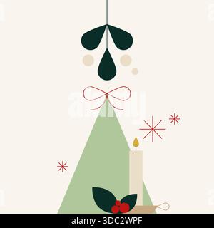 Christmas greeting card with geometric elements. For invitation, poster, advertisement. Vector illustration, flat design Stock Vector