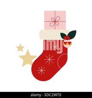 Christmas greeting card with geometric elements. For invitation, poster, advertisement. Vector illustration, flat design Stock Vector
