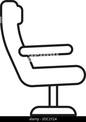Airplane Seat Line Icon. In-Flight Comfort, Travel Seating, And Passenger Accommodation Outline Symbol. Aviation And Airline Services. Editable Stroke Stock Vector