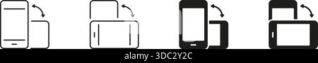Smartphone Rotation Orientation Line and Solid Icon Set. Mobile Device Screen Turning With Arrows for Interaction and Usability Symbol Collection Stock Vector