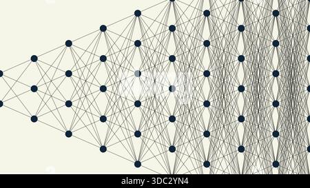 Neural network structure on white background with clear nodes and layers, showcasing deep learning, AI innovation and modern computational technology. Stock Vector