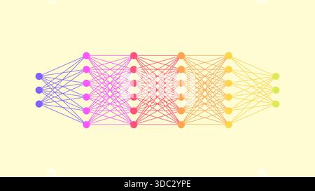 Neural network structure on white background with clear nodes and layers, showcasing deep learning, AI innovation and modern computational technology. Stock Vector