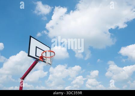 Basketball basket on blue sky background Stock Photo