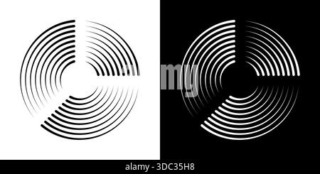 Circular Concentric Lines Icon Set. Abstract Geometric Pattern And Speed Lines Circle Frames.. Dynamic Movement And Rotation Effect Symbol Collection Stock Vector