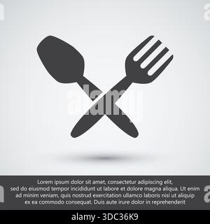 Crossed Spoon and Fork Icon Classic Restaurant and Dining Logo Symbol for Menu Design Stock Vector