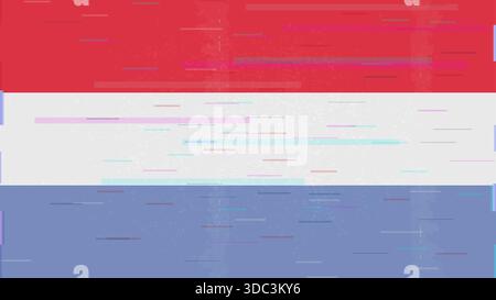 Luxembourg glitch flag vector, RGB split distortion, digital abstract video frame illustration Stock Vector