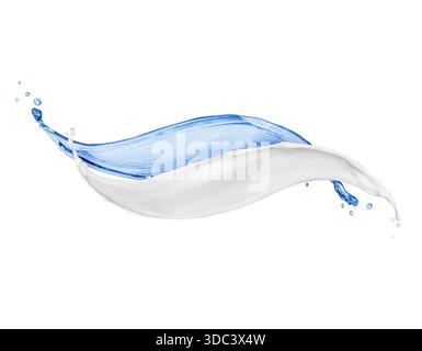 Splashes of cream and water isolated on white background Stock Photo