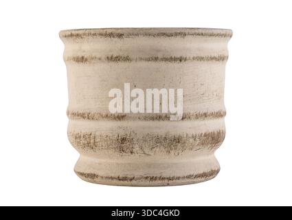 Beige flowerpot isolated on white background with clipping path Stock Photo