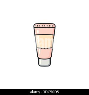 Pastel doodle cosmetic tube vector icon in a clean illustrated style. Cream, gel, or lotion packaging symbol for skincare, beauty, hygiene Stock Vector