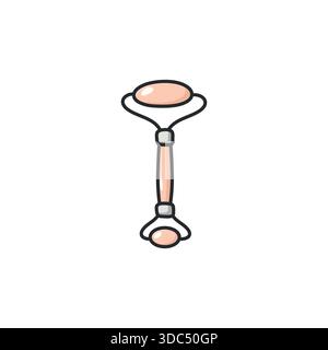 Pastel doodle facial roller vector icon in a clean illustrated style. Face massage and skincare tool symbol for beauty, wellness, spa, and self-care Stock Vector