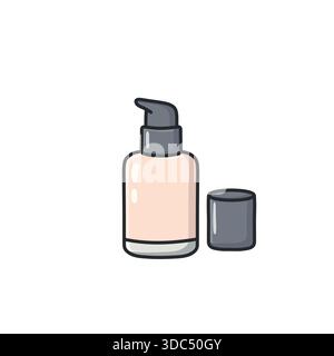 Pastel doodle foundation pump vector icon in a clean illustrated style. Liquid makeup and cosmetic pump bottle symbol for beauty, skincare, self-care Stock Vector
