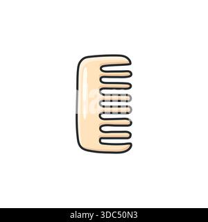 Pastel doodle hair comb vector icon in a clean illustrated style. Haircare and grooming tool symbol for beauty, hairstyling, salon, and self-care Stock Vector