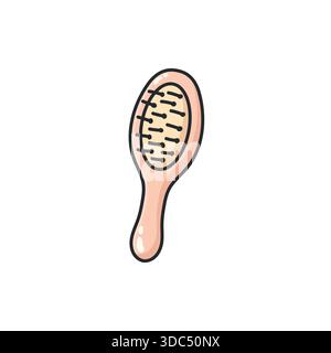 Pastel doodle hair brush vector icon in a clean illustrated style. Haircare and grooming tool symbol for beauty, hairstyling, salon, and self-care Stock Vector