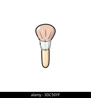 Pastel doodle makeup brush vector icon in a clean illustrated style. Beauty and cosmetics tool symbol for makeup, skincare, self-care projects, web Stock Vector