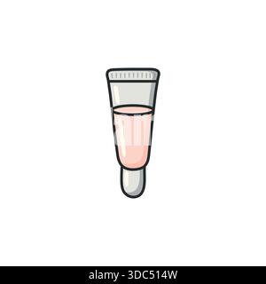 Pastel doodle soft tube vector icon in a clean illustrated style. Flexible cosmetic tube symbol for cream, gel, lotion, and skincare products Stock Vector