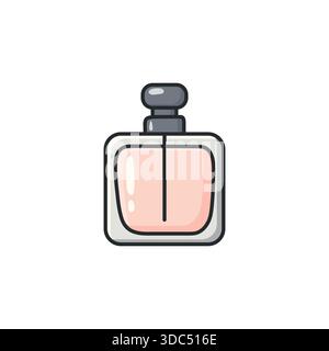 Pastel doodle perfume bottle vector icon in a clean illustrated style. Fragrance and cosmetic bottle symbol for beauty, fashion, lifestyle Stock Vector