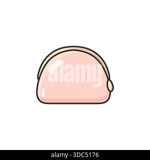 Pastel doodle makeup bag vector icon in a clean illustrated style. Cosmetic pouch, beauty organizer, or small wallet symbol for beauty, lifestyle Stock Vector