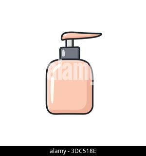 Pastel doodle soap dispenser vector icon in a clean illustrated style. Liquid soap, hand wash, or cosmetic dispenser symbol for hygiene, beauty, self- Stock Vector