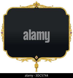 Victorian Decorated Picture Frame, Frame with Floral, Plant, and Diamond Decor Stock Vector