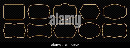 Golden 3d frames set in oriental style. Islamic ornamental border, Indian decorative element, Arabians shape. Vector for Ramadan greeting card, design Stock Vector