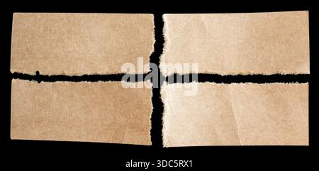 Torn papers on black background Stock Photo