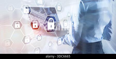 Cybersecurity concept. Data protection universal background. Stock Photo